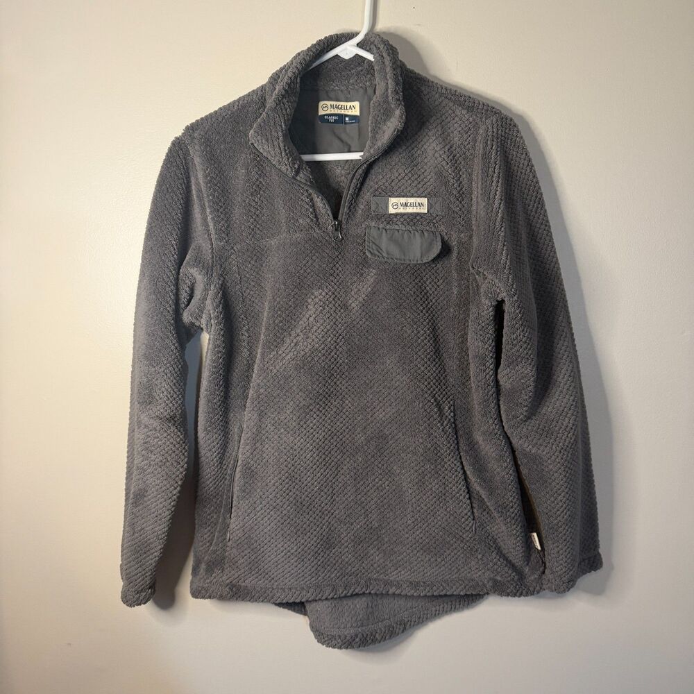 Magellan outdoors classic fit 1/4 zip fleece pullover jacket womens size M gray